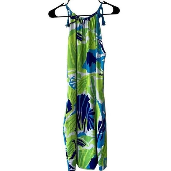 EUC Gretchen Scott Tassel Tie Sleeveless Dress In Blue And Green Size M - Picture 2 of 12